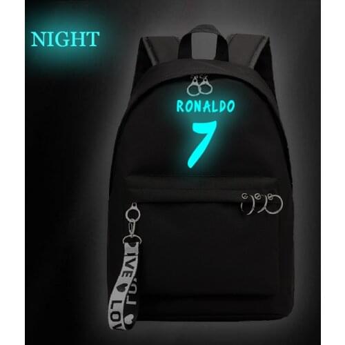 CR7 Cristiano Ronaldo Men Backpack Laptop Backpack Teenage Backpack Boys Schoolbag Travel Rucksack Luminous Fashion Mochilas