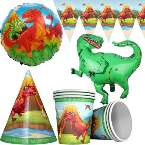 Dinosaur Party Disposable Tableware Set Baby Shower Party Anniversaire Birthday Decor Balloon Party Stamping Plate Party Supplie