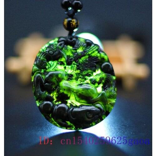 Jade Horse Pendant Necklace Natural Carved Fashion Black Green Chinese Jewellery Amulet Charm Gifts