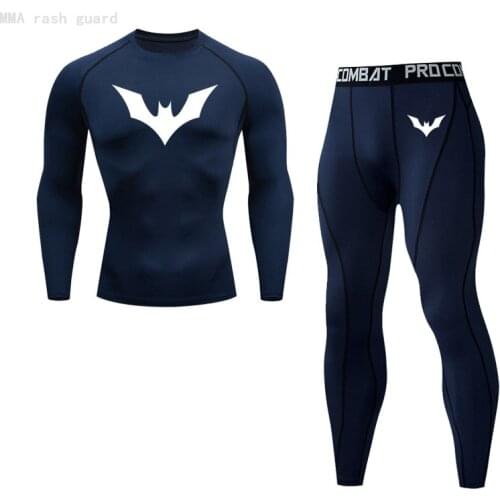New Sports long sleeve thermal knitwear Mens Fitness Leggings Compression sportswear Tracksuit set Winter thermal underwear
