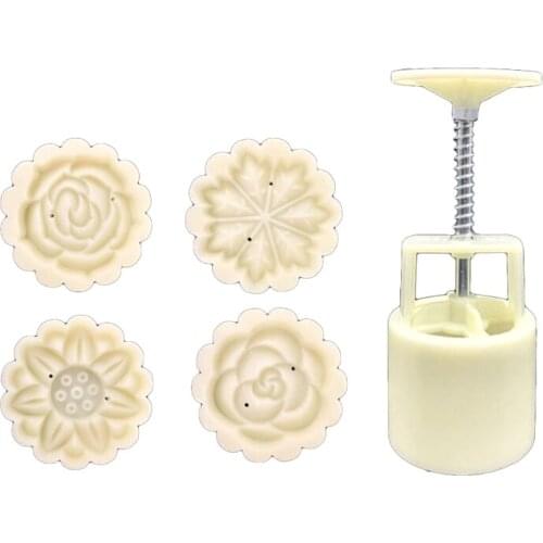 Plastic Material Mooncake Mold Stamp Cookie Moon Cake Mold Creative Flower Shape DIY Baking Mold for Mid-Autumn Festival