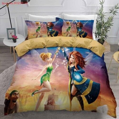 Girls Bedding Sets Cartoon Fairy Print Quilt Cover Home Bedclothes Queen King Size Bed Linen Set Bedspread Pillowcase Bedding