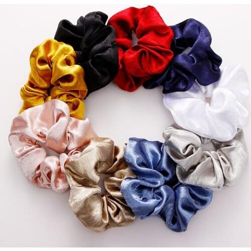 New Women Elegant Solid Silk Crude Elastic Hair Bands Ponytail Holder Tie Gum Scrunchie Rubber Bands Fashion Hair Accessories