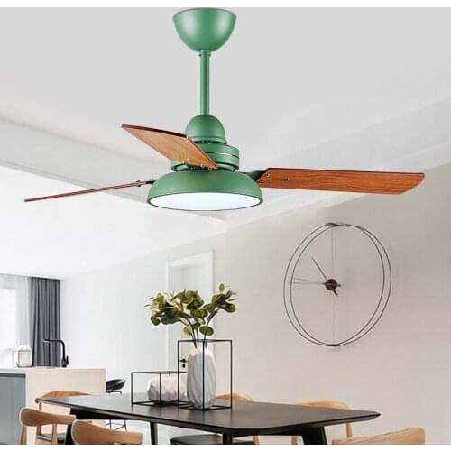 Nordic Industrial Fan 220V wood light ceiling fan 42 inch blade cooling fan remote lighting fan light restaurant ceiling fan