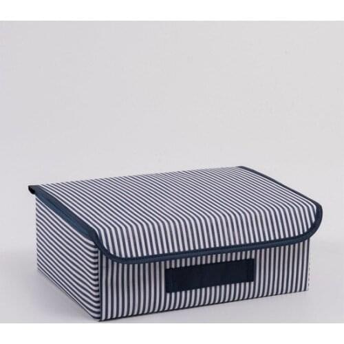 Modern Ocean Home Navy Blue Striped Drawer Inside Clamshell Box 30x23x11