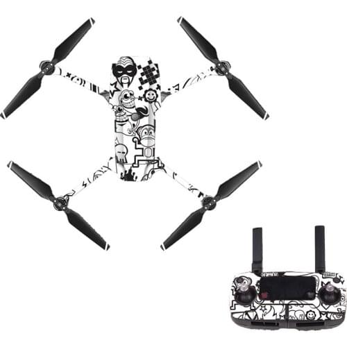 Illustration Style Decal Skin Sticker For DJI Mavic Pro Drone + Remote Controller + 3 Batteries Protection Film Cover Style 10