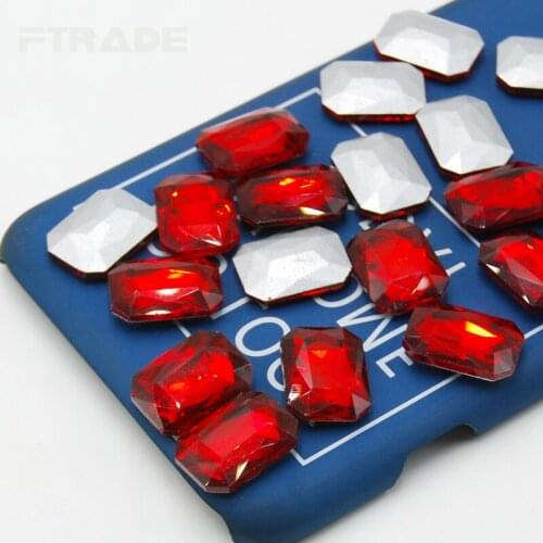 Hot Sale Light Siam Color Glass Crystal Rectangle Octagon Shape Pointback Stones 6x8mm 8x10mm 10x14mm 13x18mm 18x25mm 18x27mm