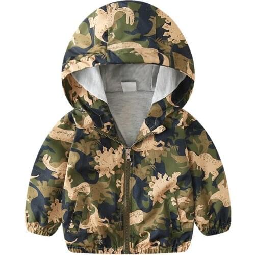 27kids Cartoon Animal Print dinosaur baby toddler tops kids zipper Clothes Boys girl hoodies sweatshirts Hooded Boy Top