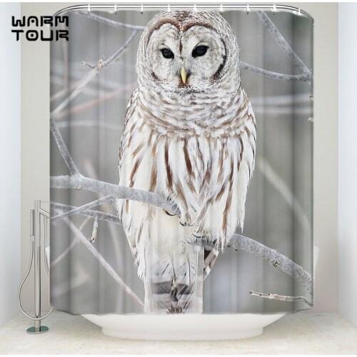 Extra Long Fabric Bath Shower Curtains Owl Tree Mildew-resistant Bathroom Decor Sets with Hooks 72" x 96"