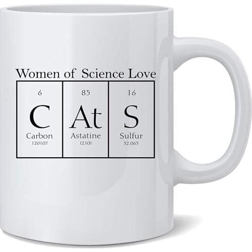 Women of Science Love Cats Cats Element Mug Funny White 11 Oz. Coffee Mug
