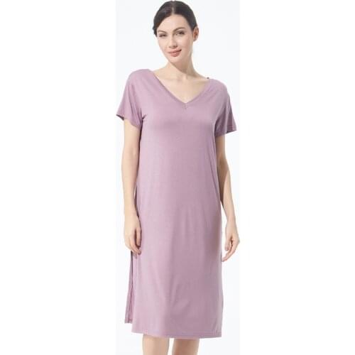 Womens Sleep Wear V-Neck Home Clothes Dresses Summer Cotton Sleepwear Short Sleeve Women Nightwear Plus Size XXL-7XL
