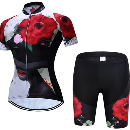 Women Cycling Jersey Set Female Short Sleeve mtb Jersey Breathable Back 3 Pockets Quick Dry