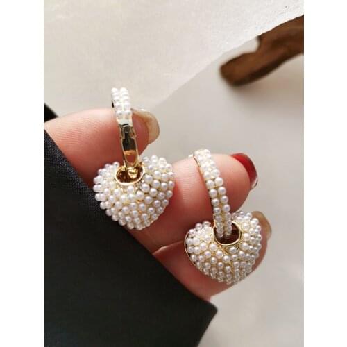 Fashion Jewelry Heart Earrings Popular Style Sweet Elegant Simulated Pearls Earrings For Girl Women Party Gifts