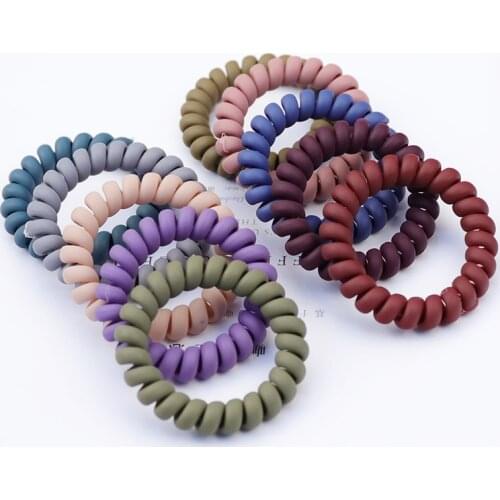 10PCS Spiral Hair Bands Plastic Hair Tie TPU Hair Coil Phone Cord Ponytail Holder Women Hair Bobble Girl Headwear Hair Accessory