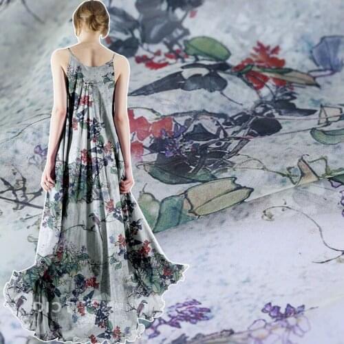 135cm silk chiffon fabric soft and transparent tulle fabric printed beach skirt dress silk fabric wholesale silk cloth