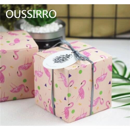 2Pcs Fashion Pink Love Bird Square Hand Made DIY Gift Wrapping Paper Macaron Box Candy Box Packag Birthday Party Cookies Bags