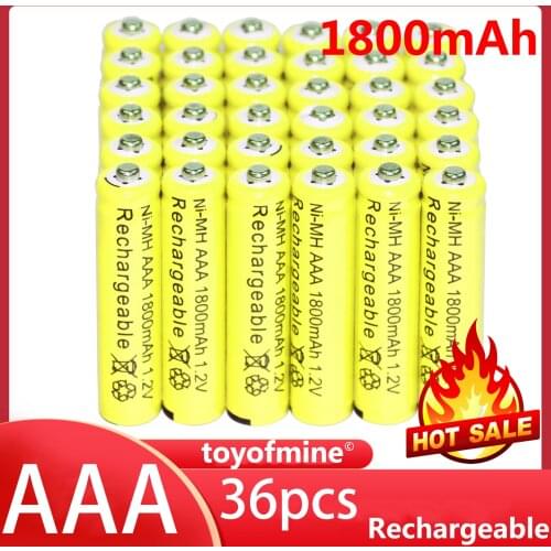 36pcs AAA Rechargeable Batteries Ni-Mh 1800mAh 1.2v Garden Solar Light Lamp