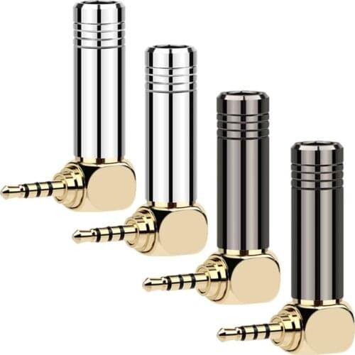 5pcs 2.5mm Jack 90 Degree Right Angle Bend Plug Copper Gold Balance Plug Hifi Headphone Jack Adapter 2.5 Audio Cable Connector