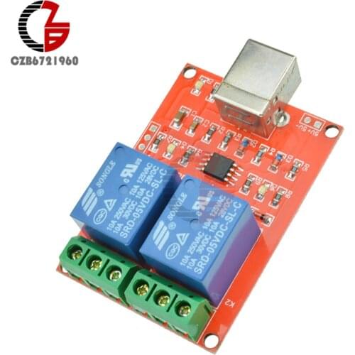 5V 2 Channel Relay Module USB Control Switch Computer Control Switch PC Intelligent Control For Smart Home
