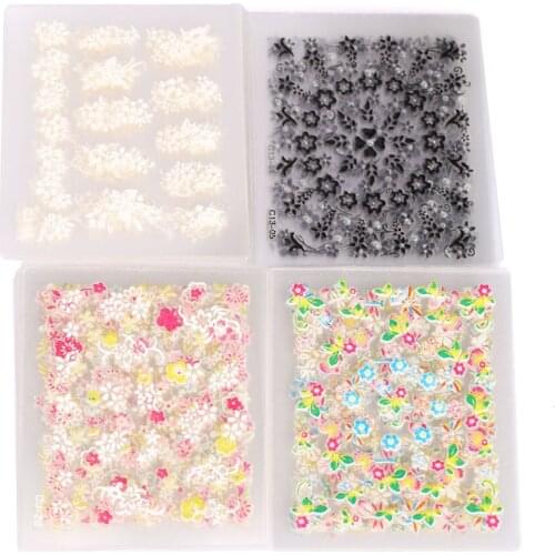 50PCS Sparkling 3D Nail Art Sticker Decal Flower Makeup Tips