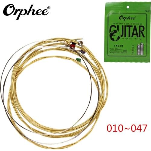 6pcs/pack! Orphee Acoustic Guitar String 010-047 Phosphor Bronze Hexagonal Carbon Steel Alloy Strings Guitar & Parts Accessories