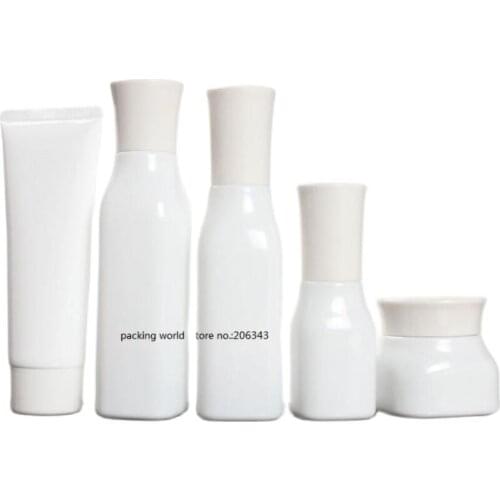 100ml square shape white glass bottle with screw lid lotion/emulsion/serum/foundation/toner/water skin care cosmetic packing