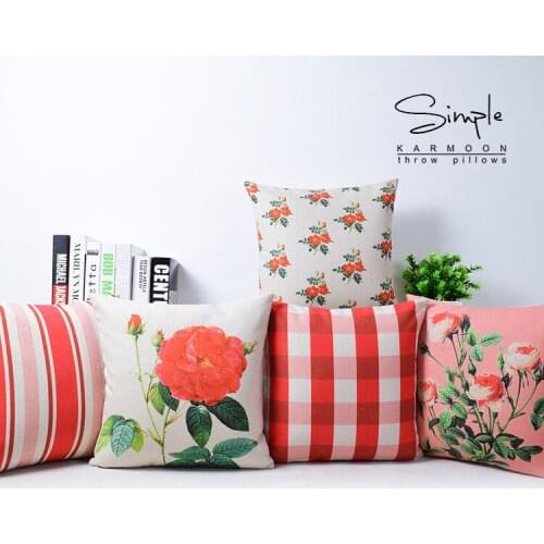 Free shipping/rural geometric grid 43 * 43 cotton hold pillow case flower cushion for leaning on No Inner