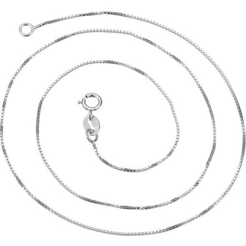 1mm Box Silver Chain 100% Guaranteed Real Solid 925 Sterling Silver Chain Necklace 44cm 18inch YH5003