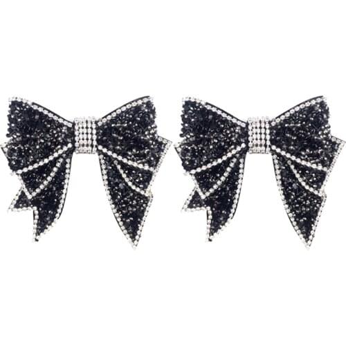 Black Crystal Bowknot Shoe Charm Fashion Rhinestone Shoe Buckles Shoe Clips