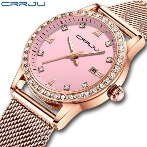 CRRJU 2186 Ladies Watches Luxury Crystal Diamond women Quartz bracelet Wristwatch Relogio Feminino