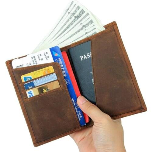 Credit Card Holder Cowhide Passport Wallet Top Quality Credit Card Protector Leather Travel Business Men Passport Organizer Hold