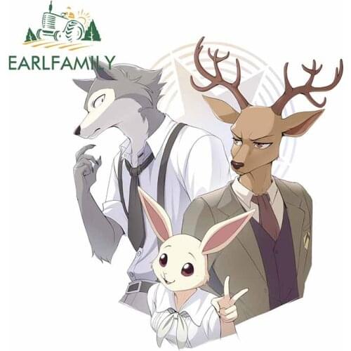 EARLFAMILY 13cm x 11.4cm for Legoshi Wolf Louis Haru Anime Decal Trunk Scratch-Proof Car Stickers Windshield Motorcycle Graphics