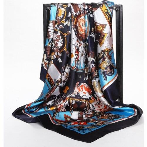 European and American painting digital printing fabric satin silk garment fabric width 90cm*90cm HGF06