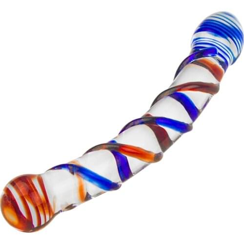 MaryXiong Double Head Glass Dildo Penis Crystal Female Masturbator Vaginal Anal G-Spot Stimulation Sex Pleasure Wand Lucid Dildo