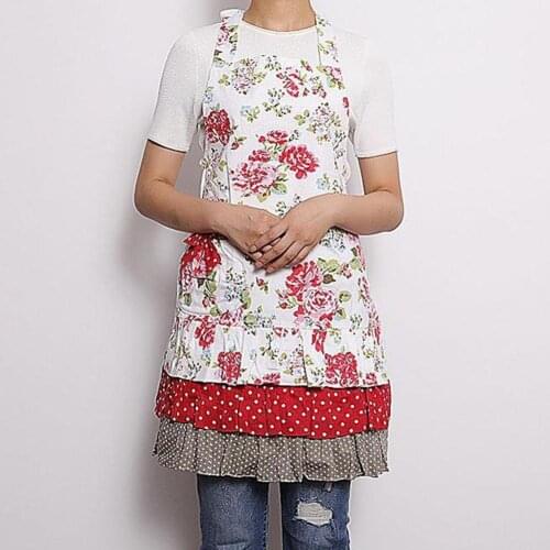Apron Floral Print Bowknot Adult Kids Home Kitchen Baking Cooking Painting BBQ Apron Household Cleaning Tools 2021