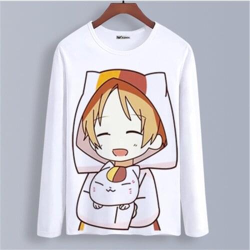 Anime Natsume Yuujinchou Long Sleeve T-Shirt Spring Autumn Clothing Unisex Adults Child Casual Polyester T Shirt tshirt