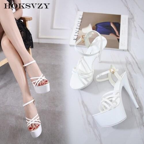 HOKSZVY Women Fashion Beautiful 15cm Super high-heeled shoes Pumps Fish Toe Platform sexy black waterproof sandas LFD