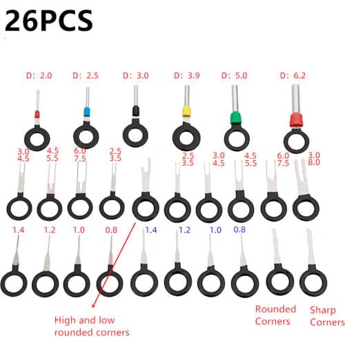 26PCS 21PCS 18PCS 11PCS 8PCS 3PCS Car Terminal Removal Tools Pin Extractor Stainless Steel Car Terminal Removal Kit Connector