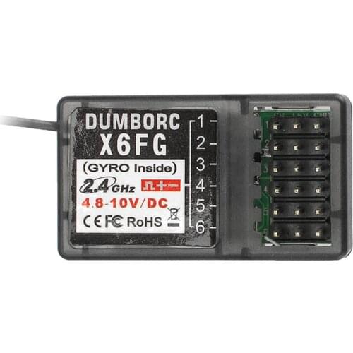 DUMBORC X6FG 3.3-10V 2.4G 6CH GFSK/ FHSS Receiver with Gyro for RC X6 Transmitter Remote Controller for RC Car/boat/tank