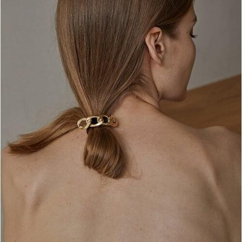 Korea Simple Gold Silver Color Metal Chain Punk Exquisite Hair Rope Ponytail Holder Hair Accessories for Women Jewelry Hairpins