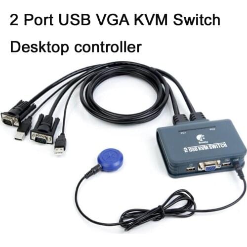 VGA KVM switch With Audio Video Cable desktop controllers Plug and play for Dual Monitor Keyboard Mouse switchers computer or pc