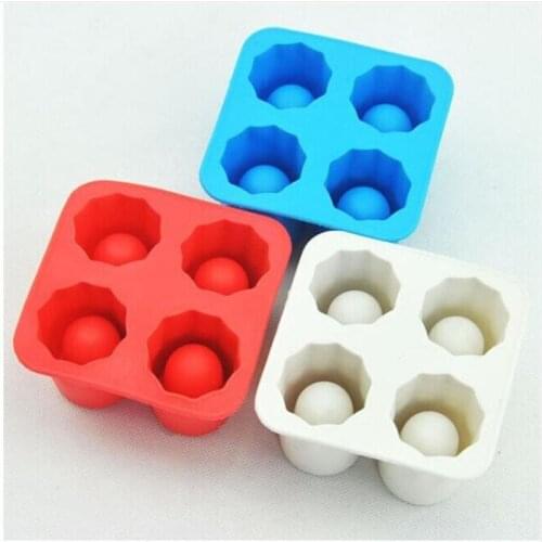 Ice Maker Tray Mold Cube Cocktails Silicone for Whiskey Tool Bar Party Drink Ice Tray 4-Cup
