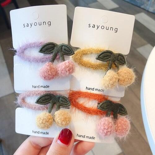 Cute Cartoon Fruit Cherry Hair Clips Creative Plush Hairpins Children Headwear Girls Hairgrips Barrettes Hair Accessories Women