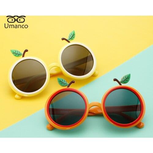 Lovely Fruit Model Polarized Sunglasses for Kids Children Round Colorful Eyeglasses Silicone Frame TAC Lens for Boys Girls Baby