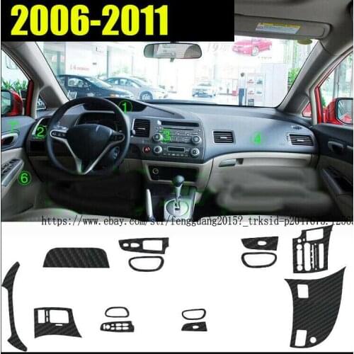 Carbon Fiber Pattern Car Interior DIY Decals Trim for 2006-2011 Honda Civic 13pcs