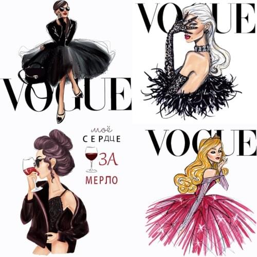 Vogue Princess Iron-on Transfers Patches for Clothing Textile Vinyl Thermo Stickers Applique Diy Thermotransfer Stripes Clothes