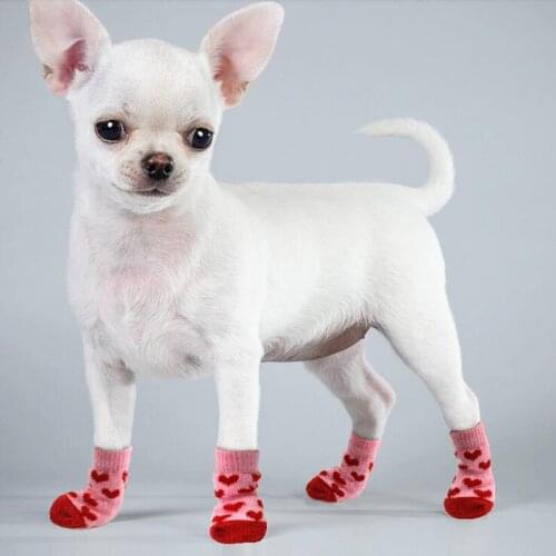 Pets Dogs Socks Winter Dog Shoes Puppy Cat Shoes Anti-Slip Knit Socks Chihuahua Thick Warm Paw Protector Dog Bootie 2021 New