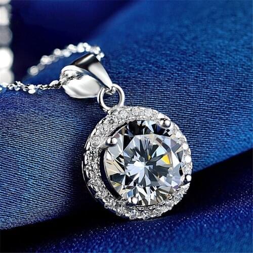 Small classical zircon diamond pendant necklaces for women white silver color amethyst emerald sapphire crystal jewelry bijoux