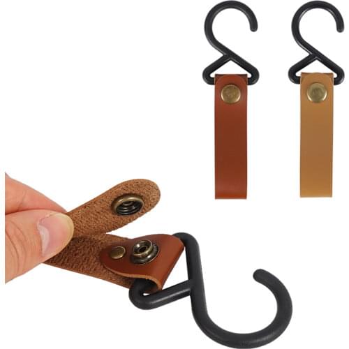 PU Leather Hanging Hook Type S Portable Triangle Shelf Hook Keychain Outdoor Multi-Tool Hiking Camping Supplies