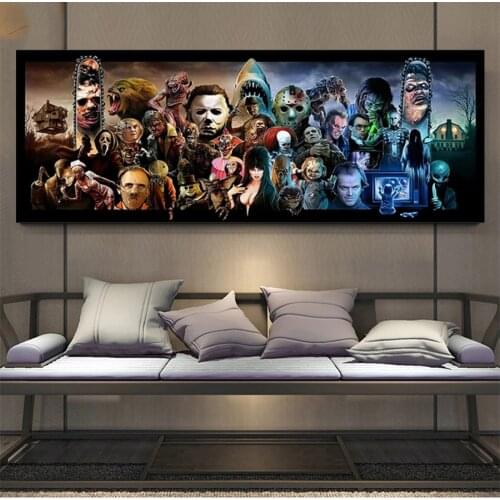 Full Square Diy 5D Diamond Painting Horror Movie Poster Diamond Embroidery Mosaic Cross Stitch Kits Wall Home Decoration Gift